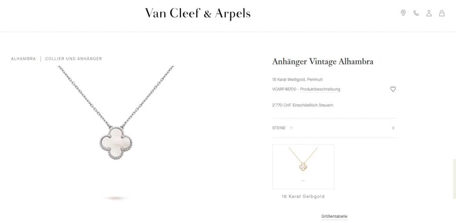 Dieser Anhänger von «Van Cleef & Arpels» kostet 2770 Franken.