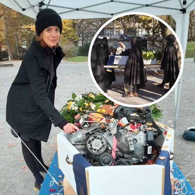 Kunstwerk Zürich Klimaaktivistin Polizei