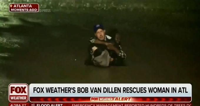 Fox-Meteorologe Bob Van Dillen wird wegen der Rettungsaktion in den USA als Held gefeiert. Hurrikan Helene Wetterfrosch