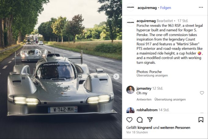 Der Porsche 963 RSP ist für die Strasse zugelassen. porsche 963 rsp