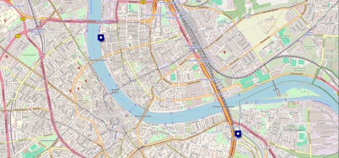 Der mutmassliche Mord ereignete sich am Nasenweg in Basel-Breite, die Festnahme erfolgte am Unteren Rheinweg. Karte Basel Mord