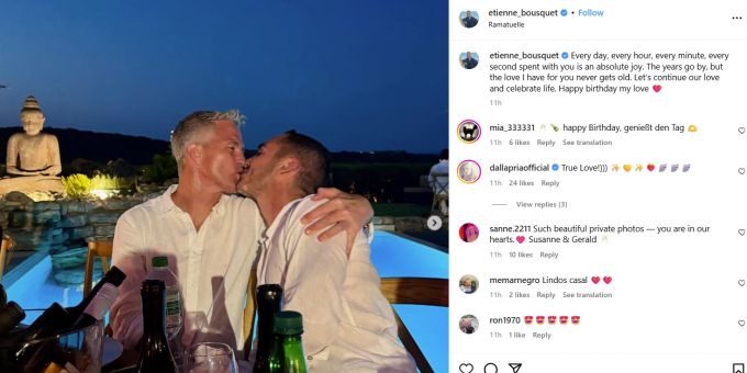 Étienne Bousquet-Cassagne teilte dieses Kussfoto mit Ralf Schumacher zum Geburtstags seines Liebsten. Ralf Schumacher