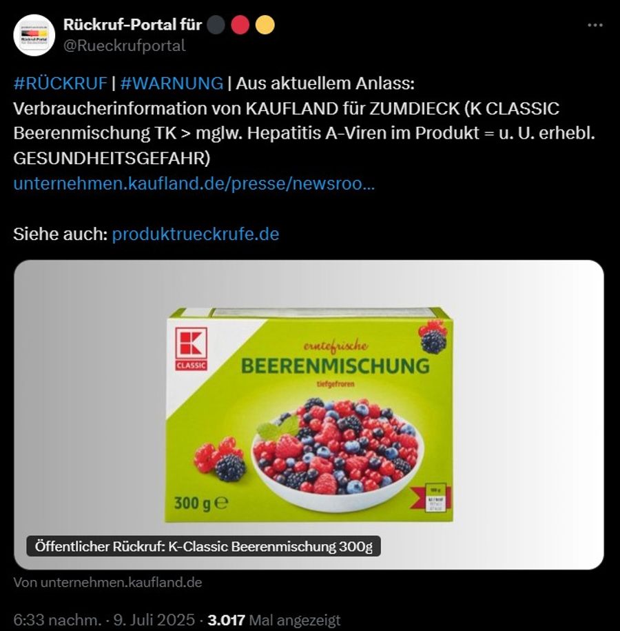 Beerenmischung Kaufland Hepatitis