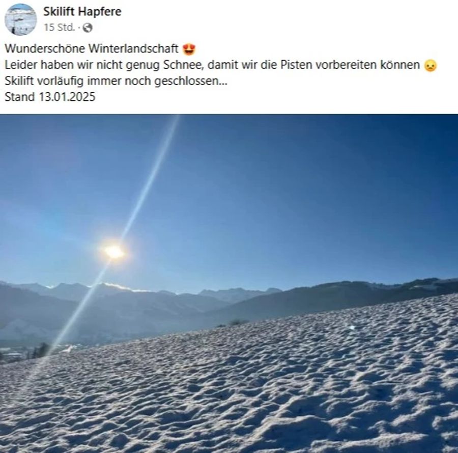 Schön sieht es aus, aber für eine Piste reicht es dem Skilift Hapferen FR dennoch nicht.