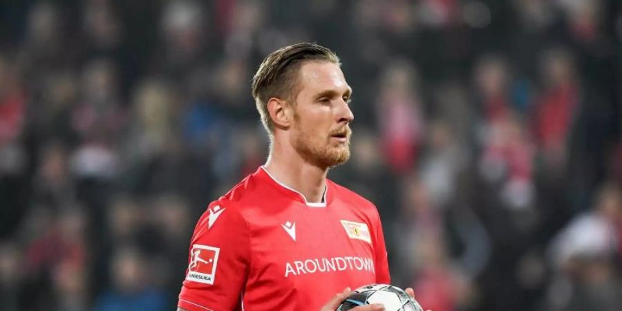 Sebastian Polter trug 2019 das Trikot des 1. FC Union Berlin. Foto: Britta Pedersen, Andreas Gora/dpa