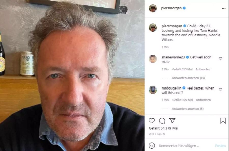 Briten-Moderator Piers Morgan ist an Corona erkrankt.