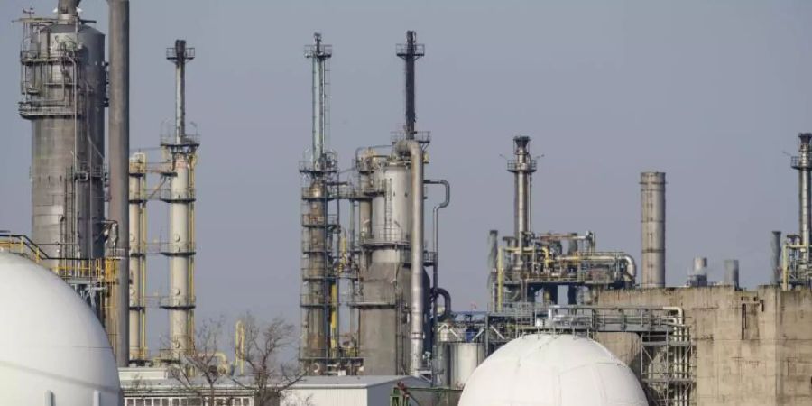 Gebäude auf dem Werksgelände von BASF in Ludwigshafen. BASF ist der grösste Chemiekonzern der Welt. Foto: Uwe Anspach/dpa