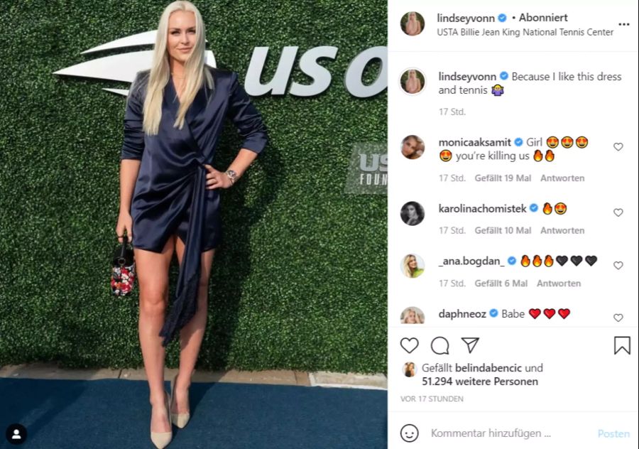 Lindsey Vonn ist zu Gast an den US Open.