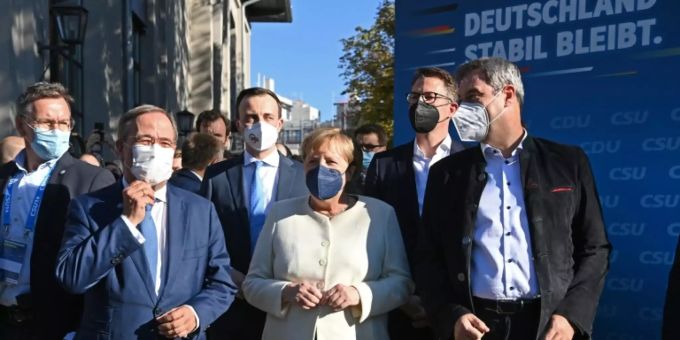 Laschet, Merkel und Söder am Freitag in München Laschet, Merkel und Söder am Freitag in München