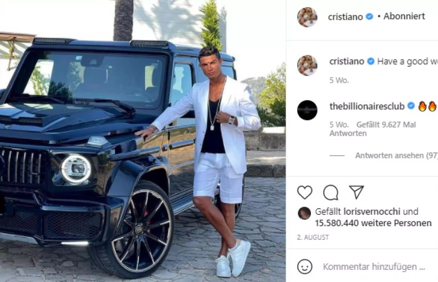 CR7 mit seiner Mercedes-G-Klasse.