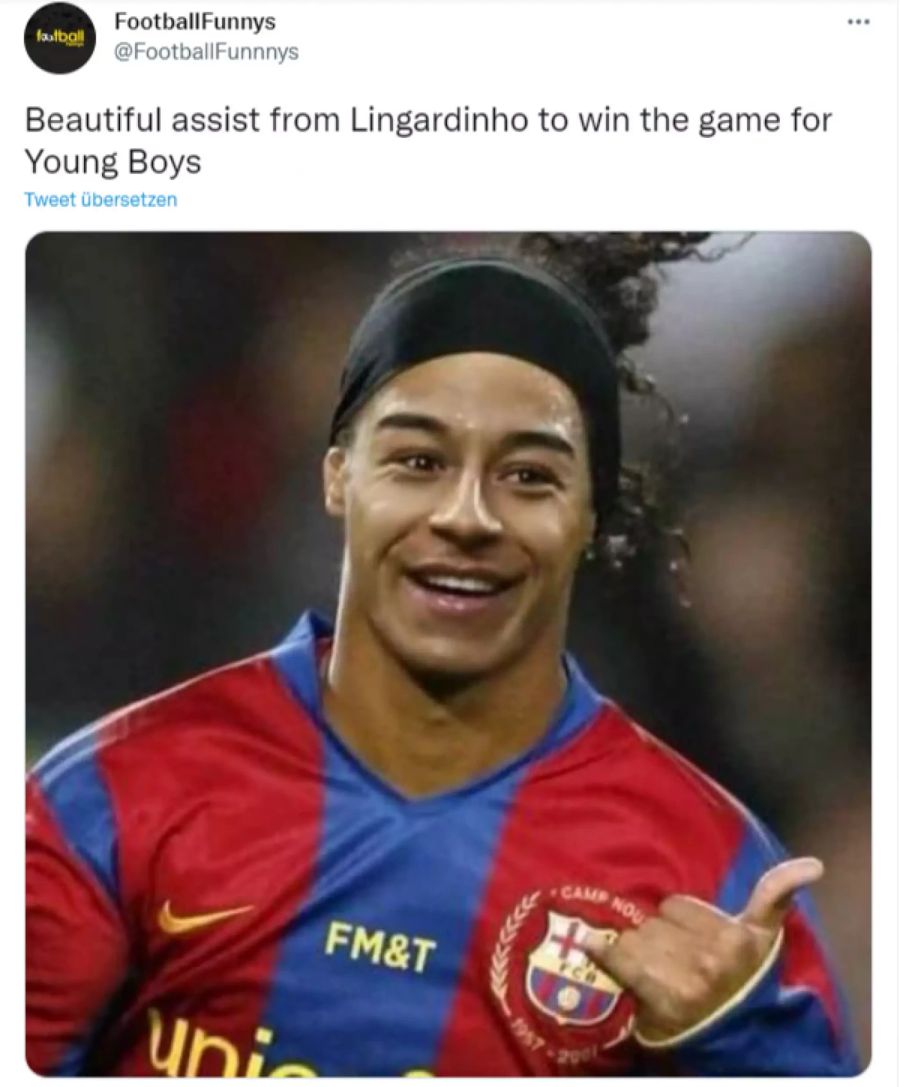 Jesse Lingards Gesicht auf dem Körper des früheren Weltklassefussballers Ronaldinho.