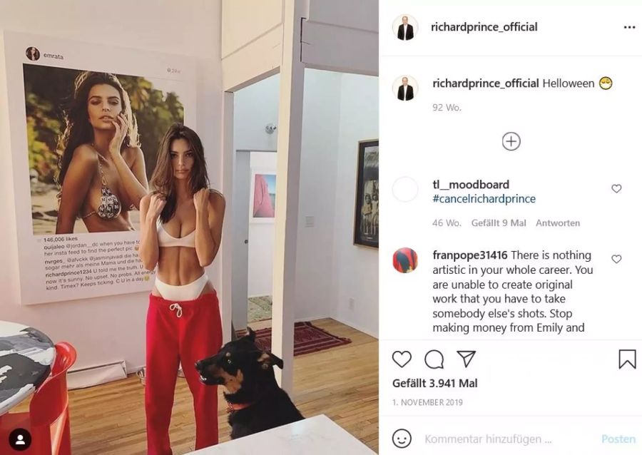 Mit Supermodel Emily Ratajkowski hat Richard Prince auch schon zusammengespannt.