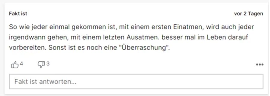 Philosophisch wird es bei diesem Kommentar.
