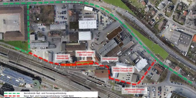 Übersicht der Streckenführung Radweg Torfeld Nord Streckenführung