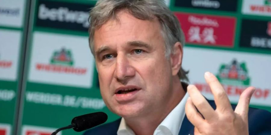 Marco Bode, Aufsichtsratschef von Fussball-Bundesligist Werder Bremen, spricht bei einer Pressekonferenz. Foto: Sina Schuldt/dpa/Archivbild