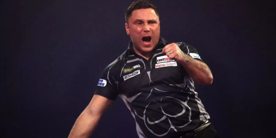 Neuer Weltmeister: Gerwyn Price jubelt. Foto: Adam Davy/PA Wire/dpa