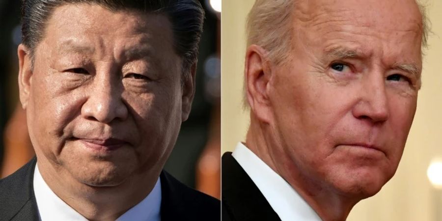 Chinas Präsident Xi Jinping (l.) und US-Präsident Joe Biden