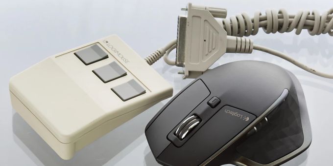 Logitech-Mäuse im Wandel der Zeit. Von der ersten zur neunten Generation. (Archivbild) logitech