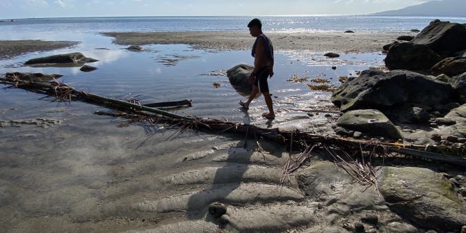 Oil spill in the waters of Mindoro island