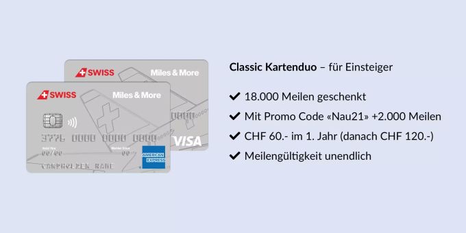 Mit SWISS Miles & More Classic 18.000 Willkommensmeilen. SWISS Miles & More