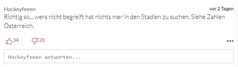 Dieser Leser ist mit dem 2G-Entscheid der National League einverstanden.