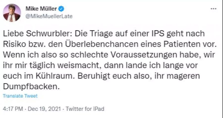 Mike Müller wehrt sich gegen Skeptiker-Hass.