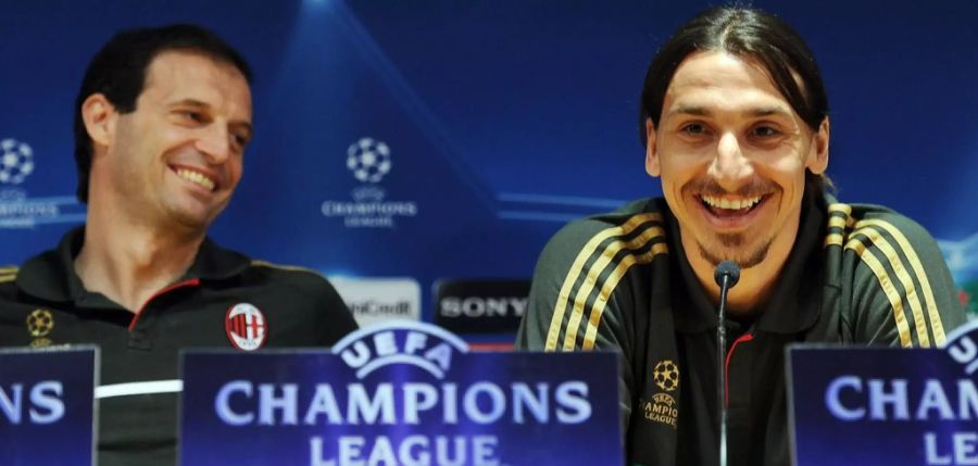 Zlatan Ibrahimovic (r.) mit Massimiliano Allegri im März 2012.