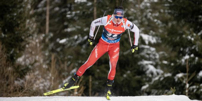 Der Schweizer Biathlet Niklas Hartweg im Einsatz. (Archiv) Hartweg Biathlon