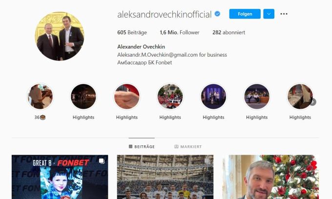 Nach wie vor ist das Instagram-Profilbild von Alexander Owetschkin, Superstar in der NHL, ein Foto, welches ihn mit Russlands Präsident Wladimir Putin zeigt. Alexander Owetschkin NHL