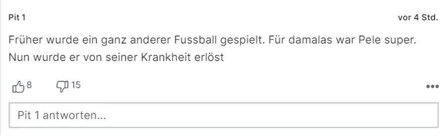 Dieser Leser äussert sich etwas kritischer, aber trotzdem respektvoll.