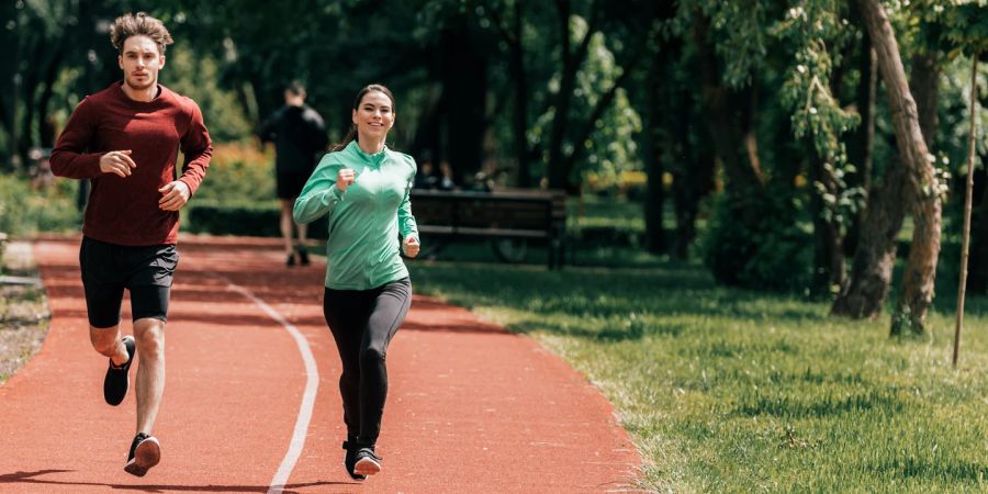 Jogging, Mann und Frau, Sportanlage, Laufweg