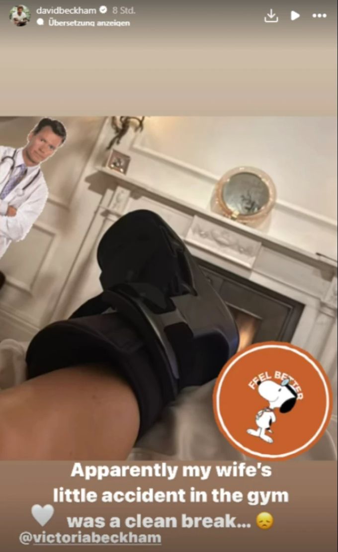 Victoria Beckham muss nun einen medizinischen Stiefel tragen. Zuvor hatte sie sich das Fussgelenk gebrochen. Victoria Beckham
