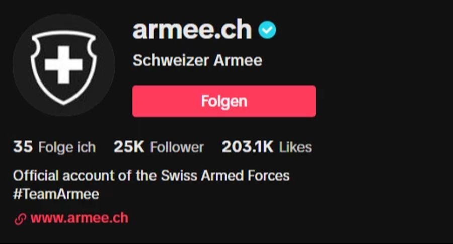 Der offizielle Account hat 25'000 Follower.