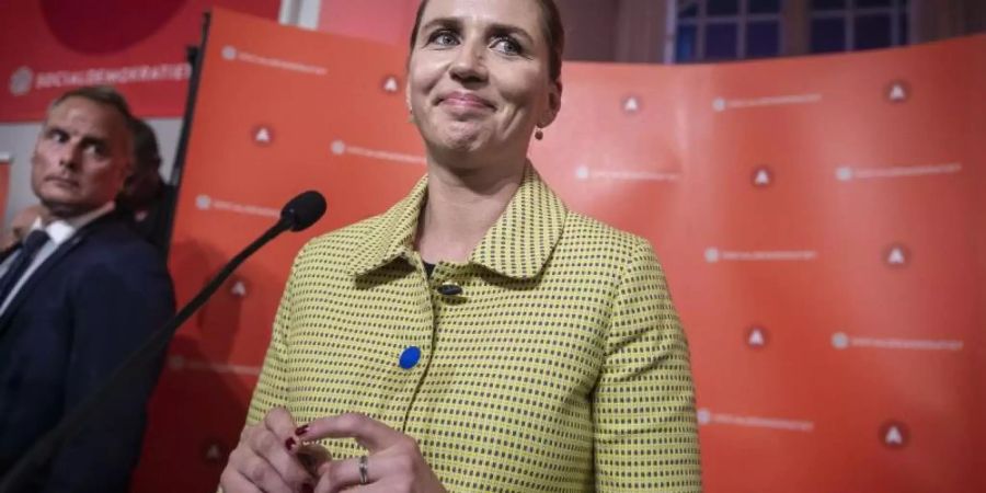 Strahlende Siegerin: Mette Frederiksen, Vorsitzende der sozialdemokratischen Partei von Dänemark. Foto: Liselotte Sabroe/Ritzau Scanpix/AP