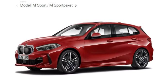 BMW 1er Modell M Sport in der Farbe rot. BMW 1er