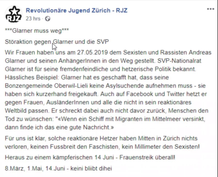 Frauenstreik revolutionäre jugend zürich