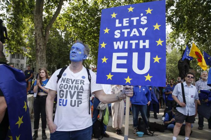 Eine Anti-Brexit und Anti Boris Johnson Demo in London. Boris Johnson