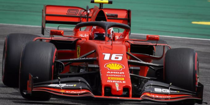 Ferrari-Fahrer Charles Leclerc beim Chaos GP von Hockenheim. Leclerc Formel 1