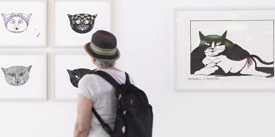 Tomi Ungerer war auch ein Katzenfreund. Werke des verstorbenen Illustrators sind zurzeit im Forum Würth in Rorschach zu sehen.