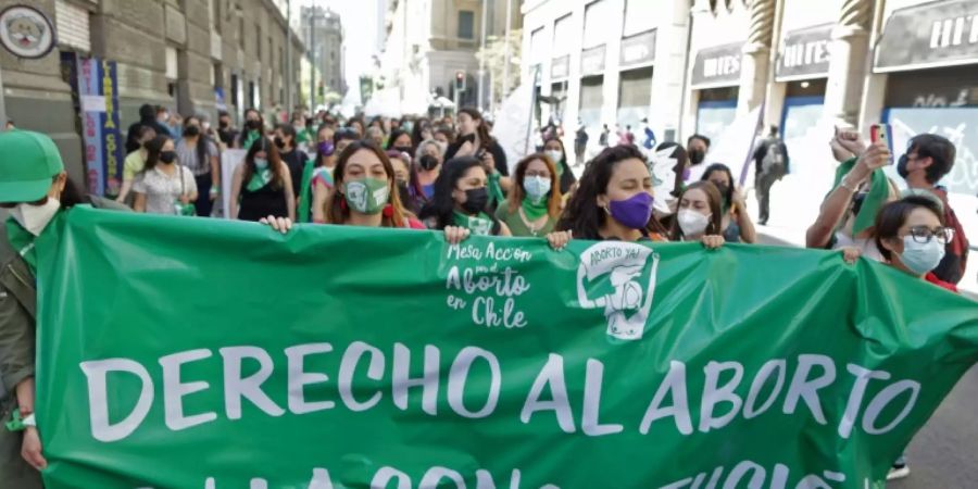 Demonstration für das Recht auf Abtreibung in Santiago