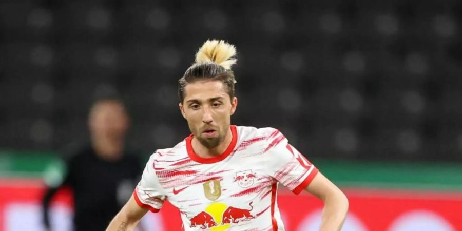 Lobt seinen ehemaligen zum FC Bayern abgewanderten Trainer: Kevin Kampl von RB Leipzig. Foto: Jan Woitas/dpa-Zentralbild/dpa