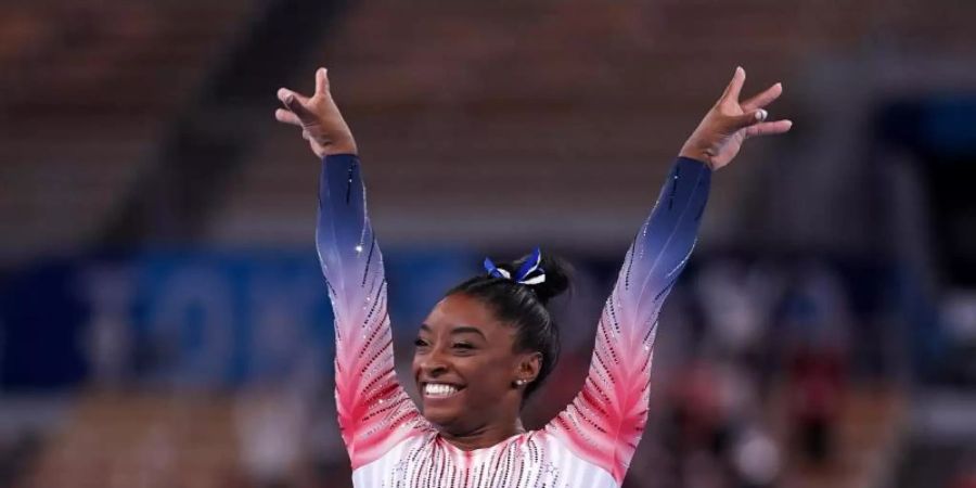 Turnte am Schwebebalken zu Bronze: Simone Biles. Foto: Mike Egerton/PA Wire/dpa