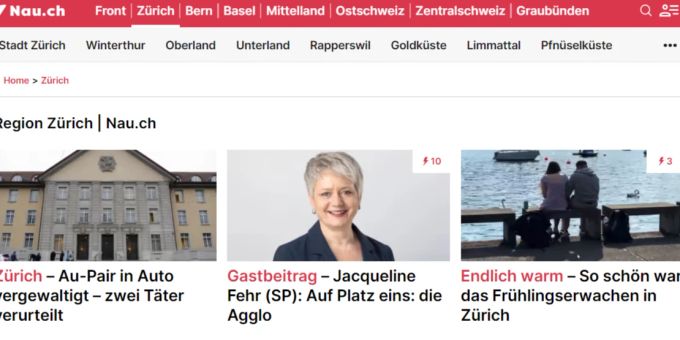 Gleich sieben neue Regionenseiten aus der Deutschschweiz sind seit heute online auf Nau.ch. Hier die Region Zürich. Regionen Nau.ch
