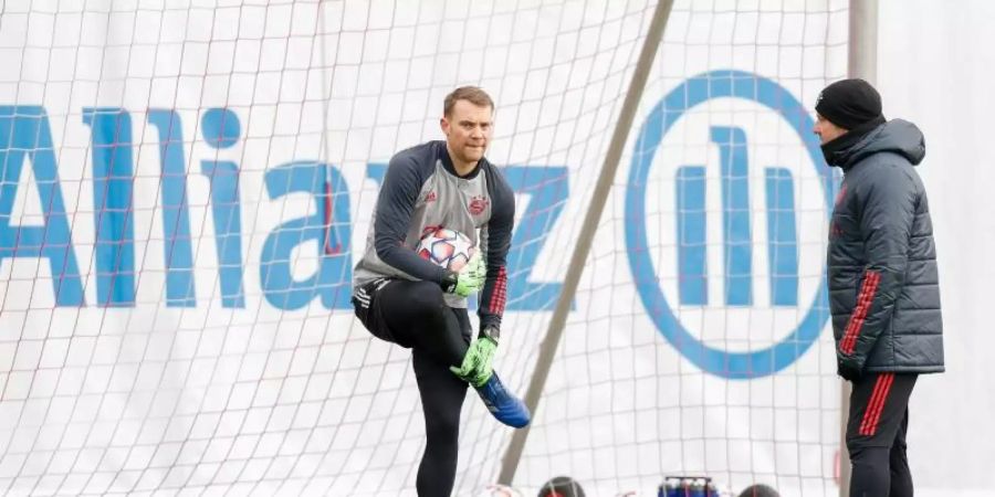 Bayern-Keeper Manuel Neuer beim Abschlusstraining. Foto: Marco Donato/FC Bayern München AG/FCB/dpa