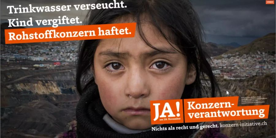 Plakat Ja zur Konzern-Initiative.