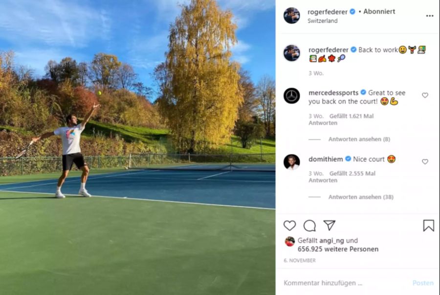 Roger Federer trainiert für sein Comeback.