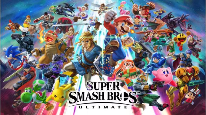 Noch immer kein Anzeichen für Waluigi in Super Smash Bros. Ultimate. Einige der Super Smash Bros. Ultimate Charaktere im freien Fall vor einem Lichtblitz.