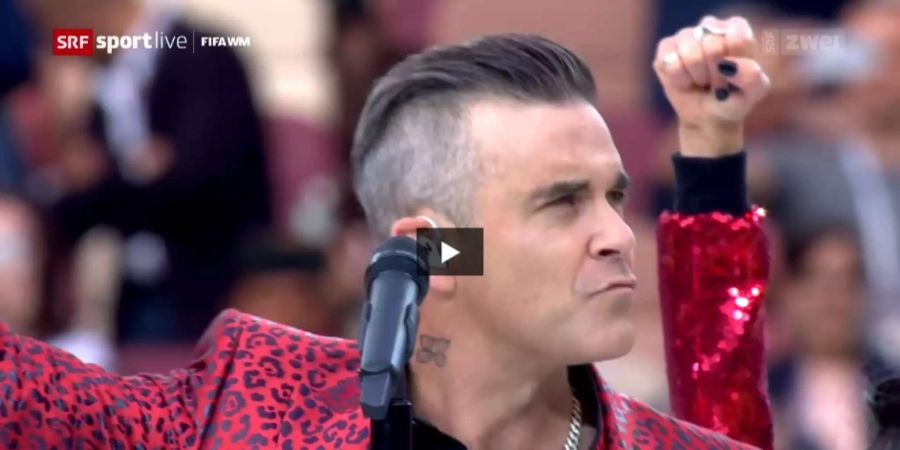 Robbie Williams rockt das Moskauer Stadion.