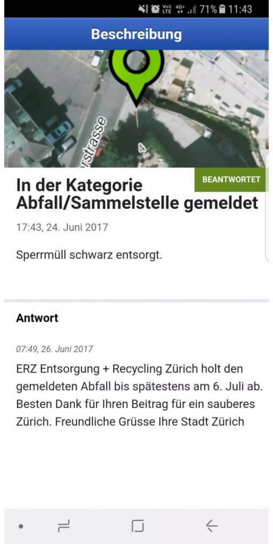 Auf bereits bearbeiteten Beiträgen sind die Antworten der Stadt Zürich vorhanden.