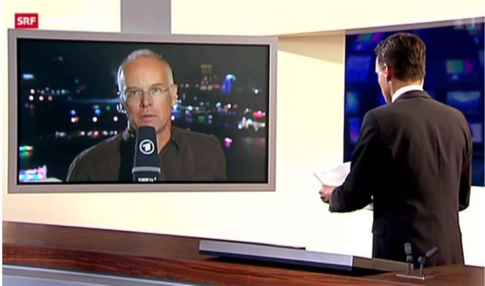 Im Radio und im TV: SRF setzt immer wieder Korrespondenten der ARD ein. Im Radio und im TV: SRF setzt immer wieder Korrespondenten der ARD ein.